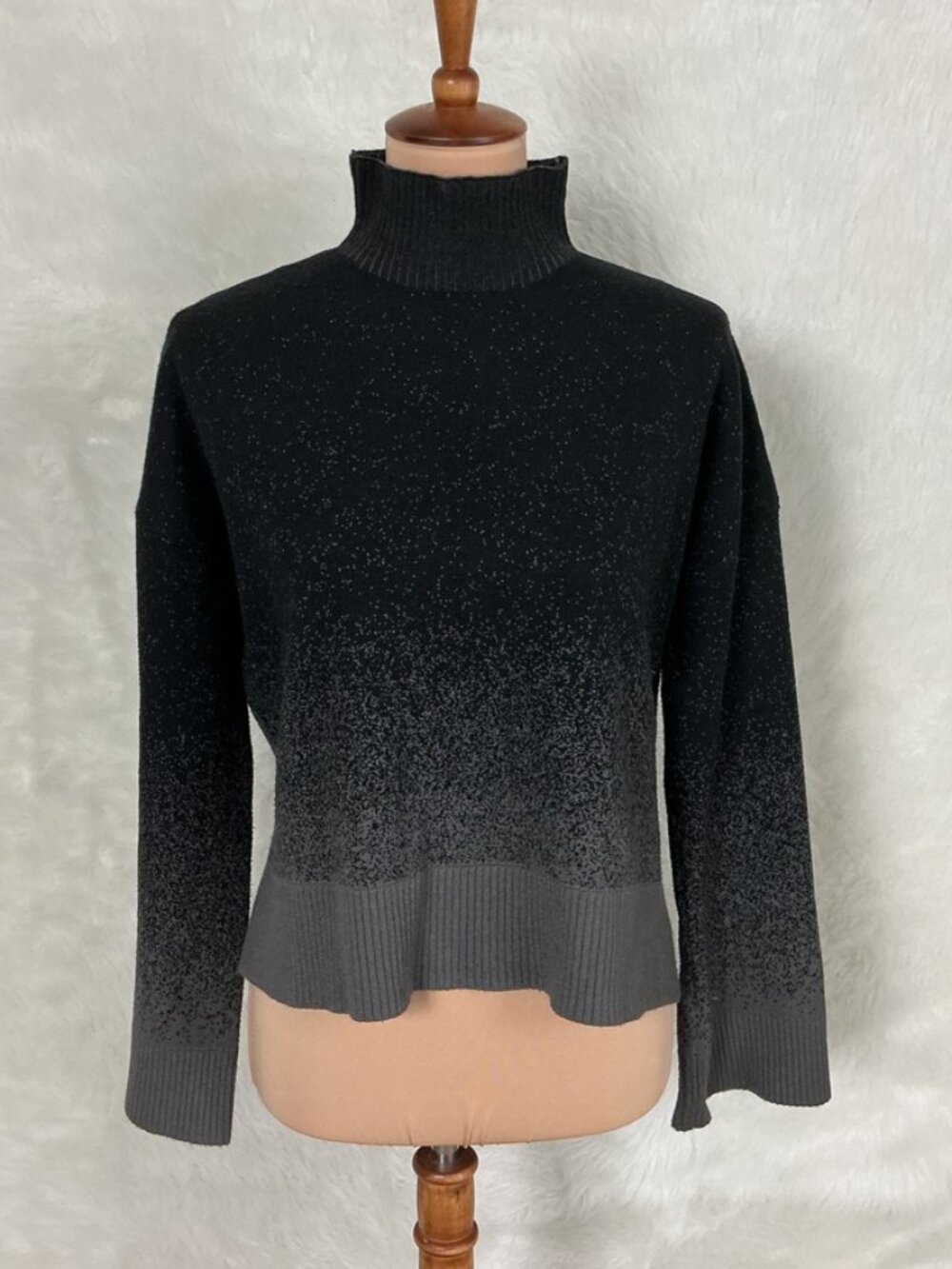 Disturbia Nightjar Black Gray Mock Neck Ombre Knit Sweater S